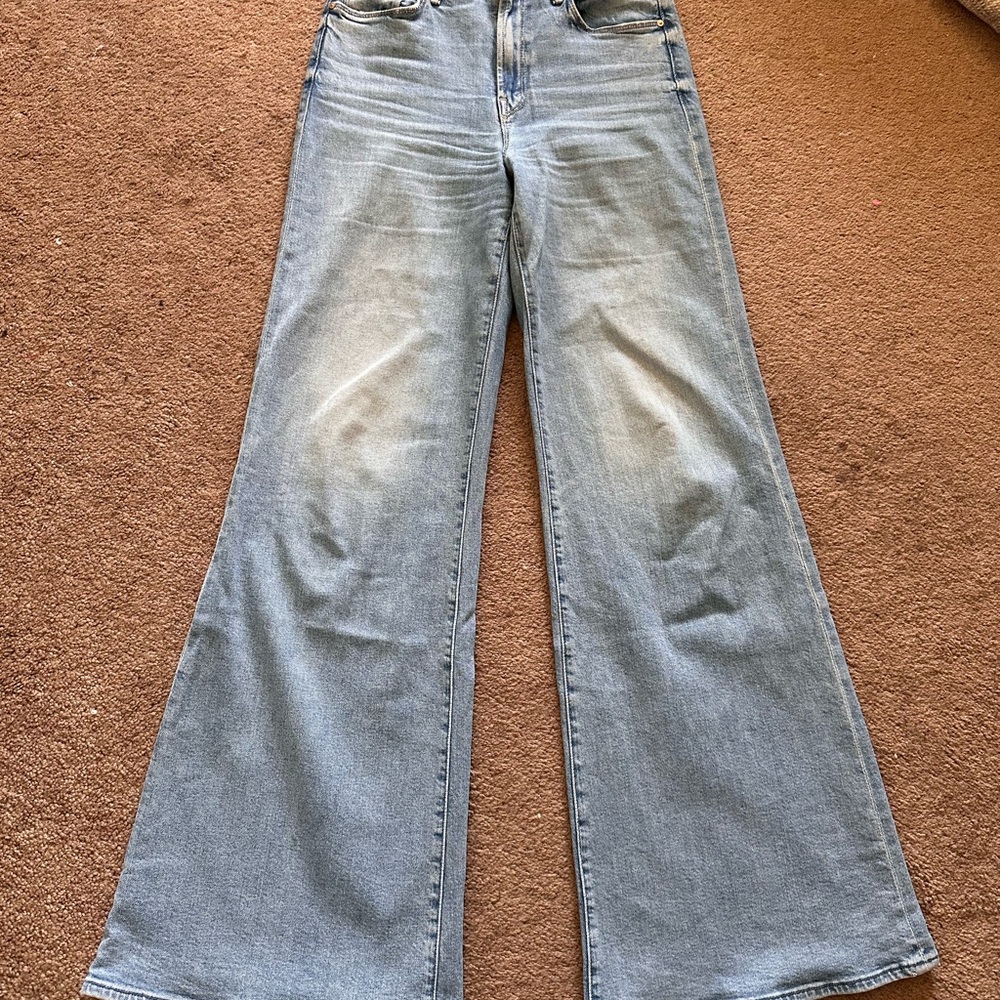 MOTHER Vintage Light Blue Flare Wide-Leg Jeans